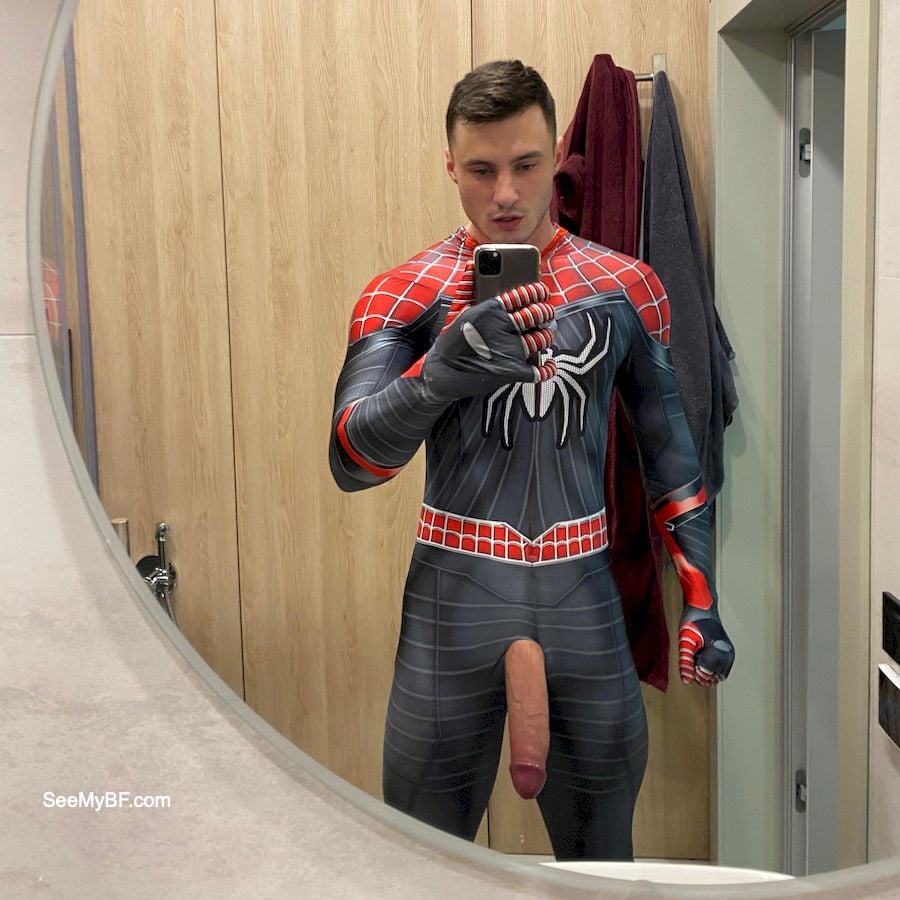 adults men spider costume sexy male with a huge big cock