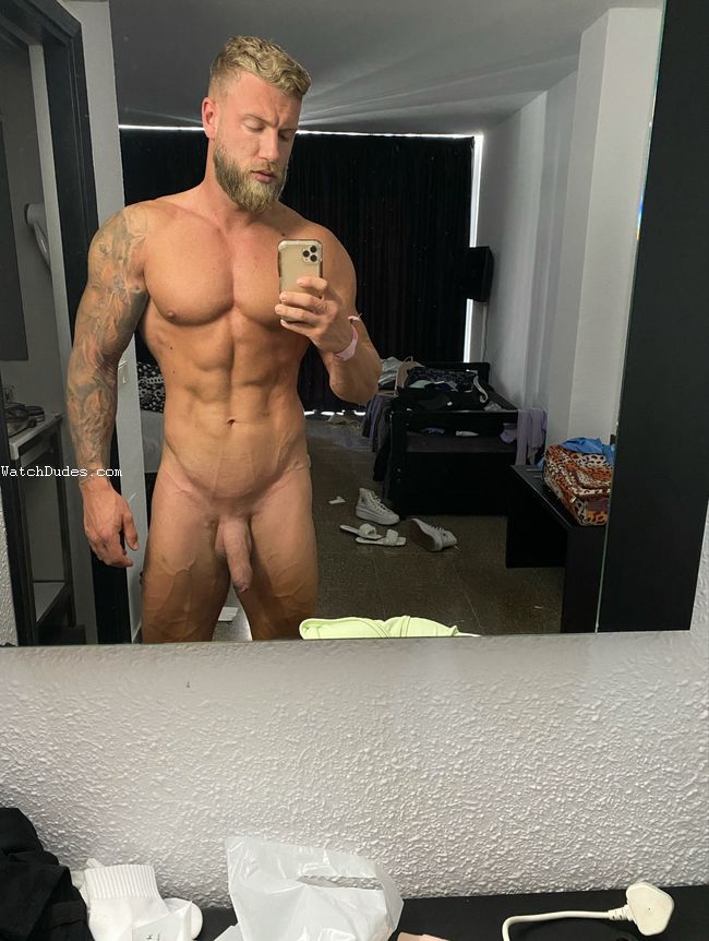 Blonde male naked want to post a nude selfie of myself on Instagram and Facebook showing big white penis