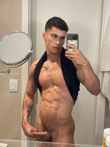 Young sexy male model posing without shirt